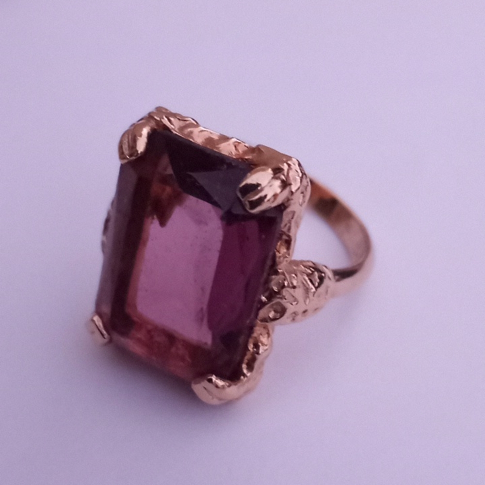 c1973 Sarah Coventry Twilight Amethyst Glass Rhinestone Gold Tone Parure - Picture 5 of 10